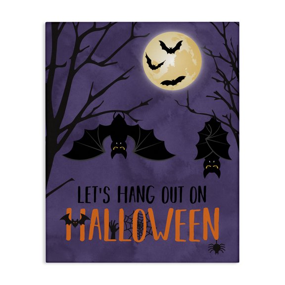 Stupell Industries Modern Let's Hang Halloween Bats Canvas Art, 36 x 48, by Linda Birtel
