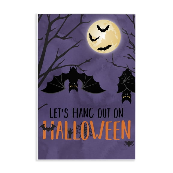 Stupell Industries Modern Let's Hang Halloween Bats Wall Plaque Art, 10 x 15, by Linda Birtel