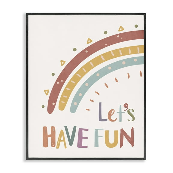 Stupell Industries Let's Have Fun Rainbow Text & Numbers Painting Black Framed Art Print Wall Art, 11 x 14