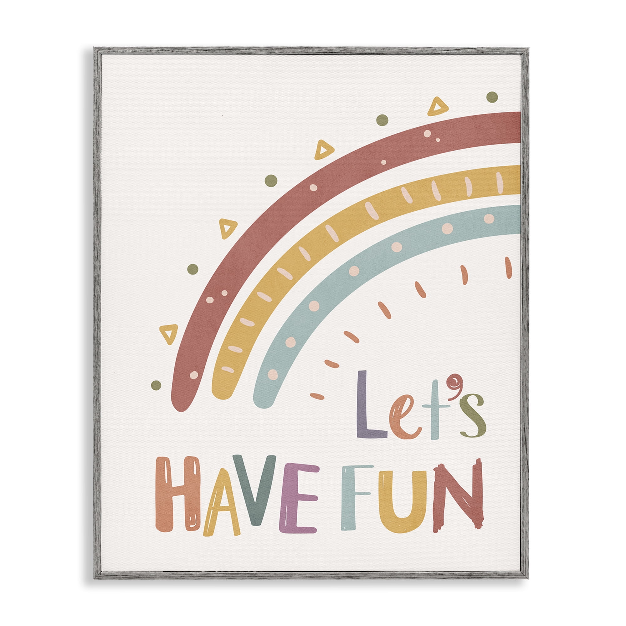 Stupell Industries Let's Have Fun Rainbow Text & Numbers Painting Gray Framed Art Print Wall Art, 11 x 14