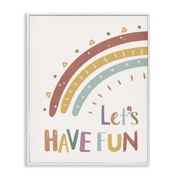 Stupell Industries Let's Have Fun Rainbow Text & Numbers Painting White Framed Art Print Wall Art, 11 x 14