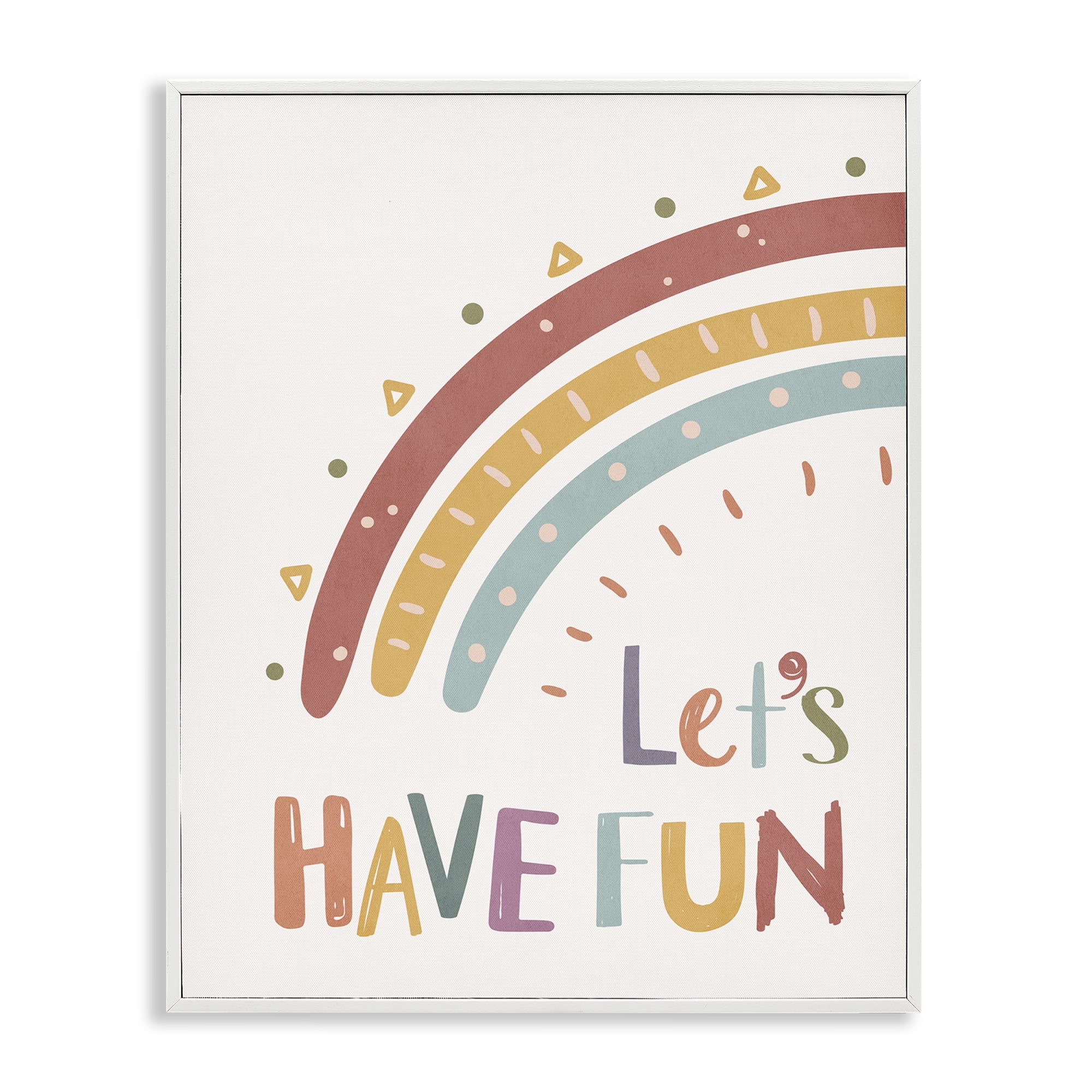 Stupell Industries Let's Have Fun Rainbow Text & Numbers Painting White Framed Art Print Wall Art, 24 x 30