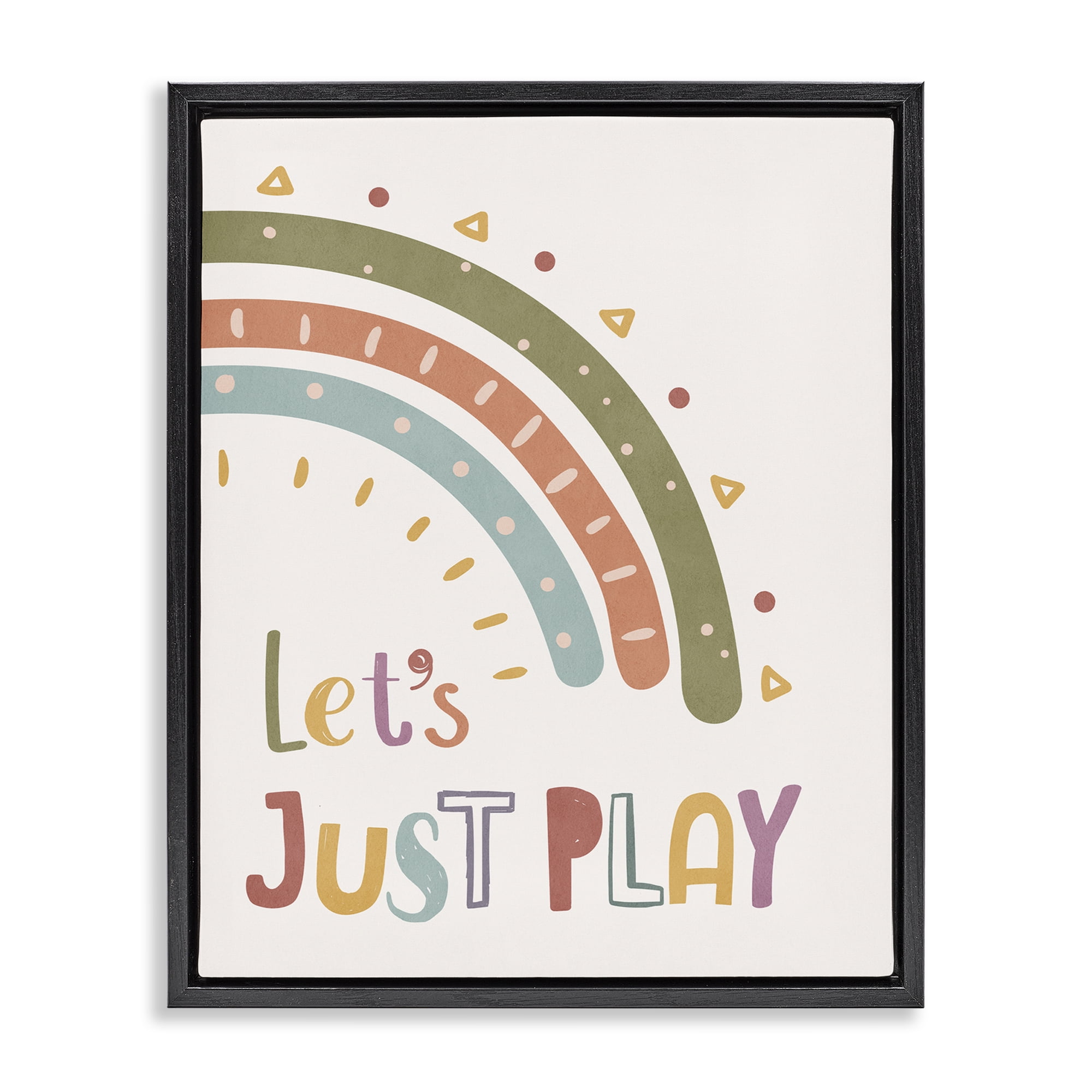 Stupell Industries Let's Just Play Rainbow Text & Numbers Painting Black Floater Framed Canvas Art Print Wall Art, 25 x 31