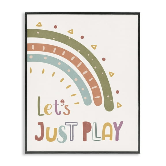 Stupell Industries Let's Just Play Rainbow Text & Numbers Painting Black Framed Art Print Wall Art, 11 x 14