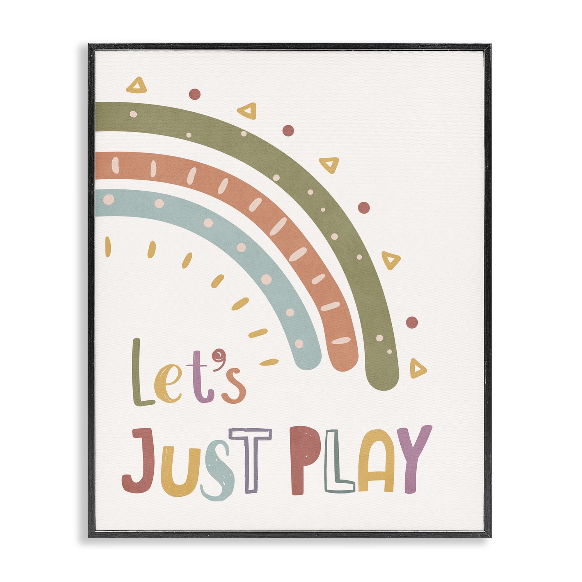 Stupell Industries Let's Just Play Rainbow Text & Numbers Painting Black Framed Art Print Wall Art, 16 x 20