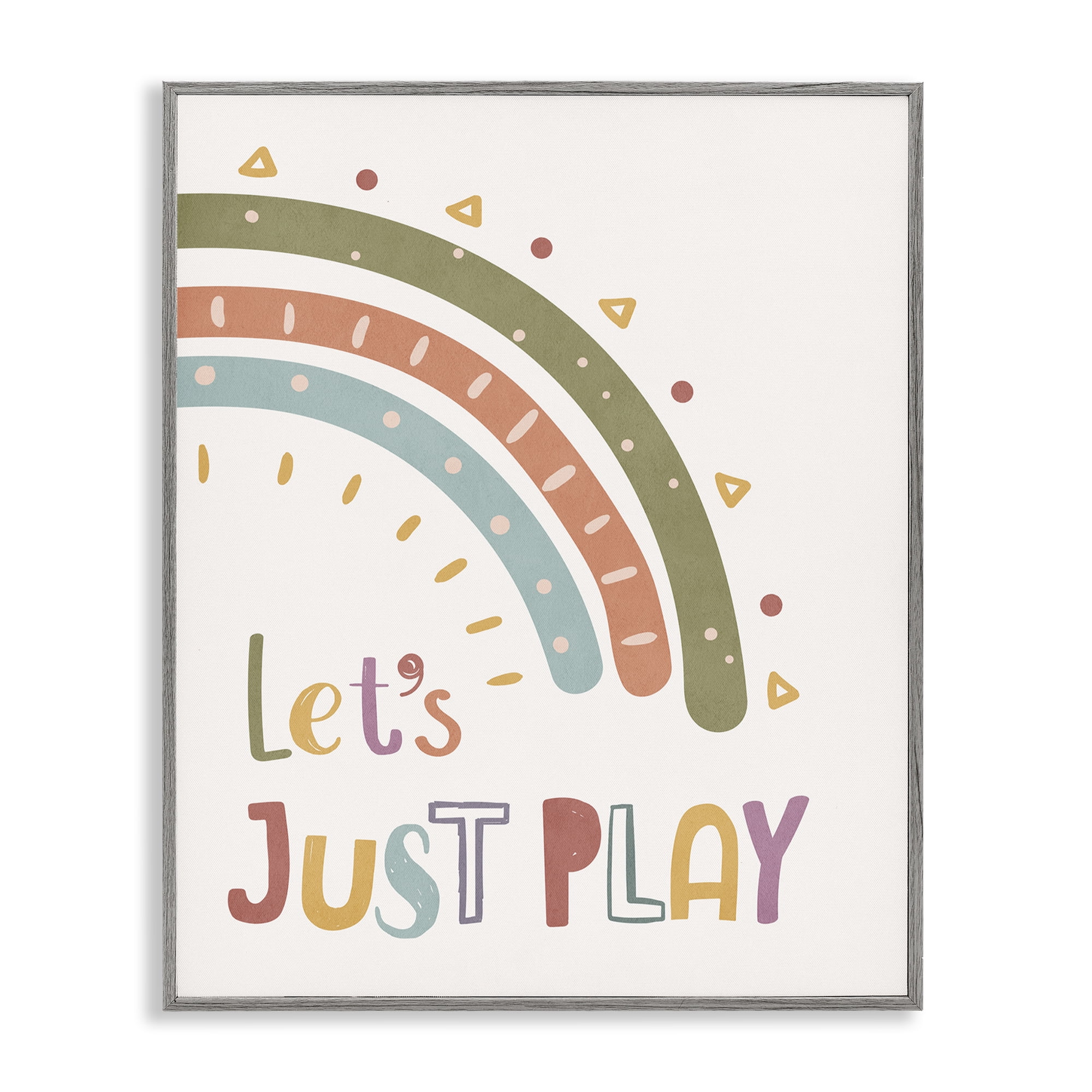 Stupell Industries Let's Just Play Rainbow Text & Numbers Painting Gray Framed Art Print Wall Art, 11 x 14