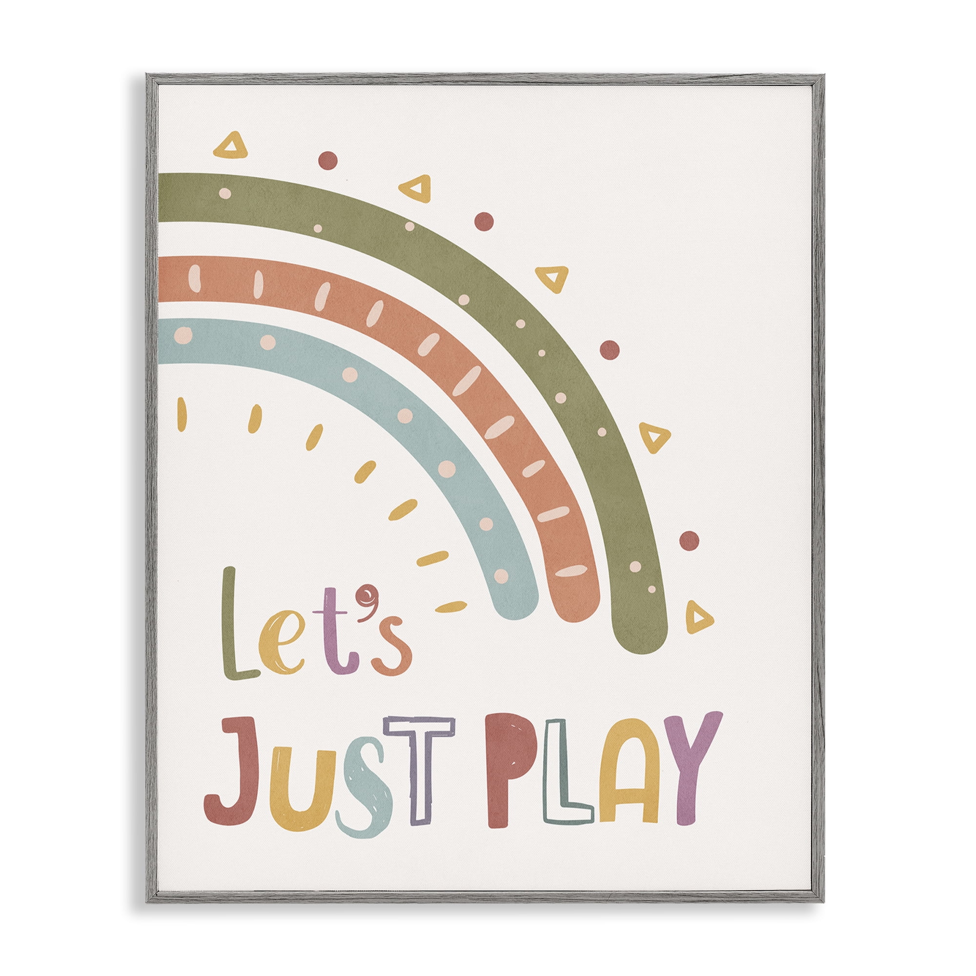 Stupell Industries Let's Just Play Rainbow Text & Numbers Painting Gray Framed Art Print Wall Art, 24 x 30