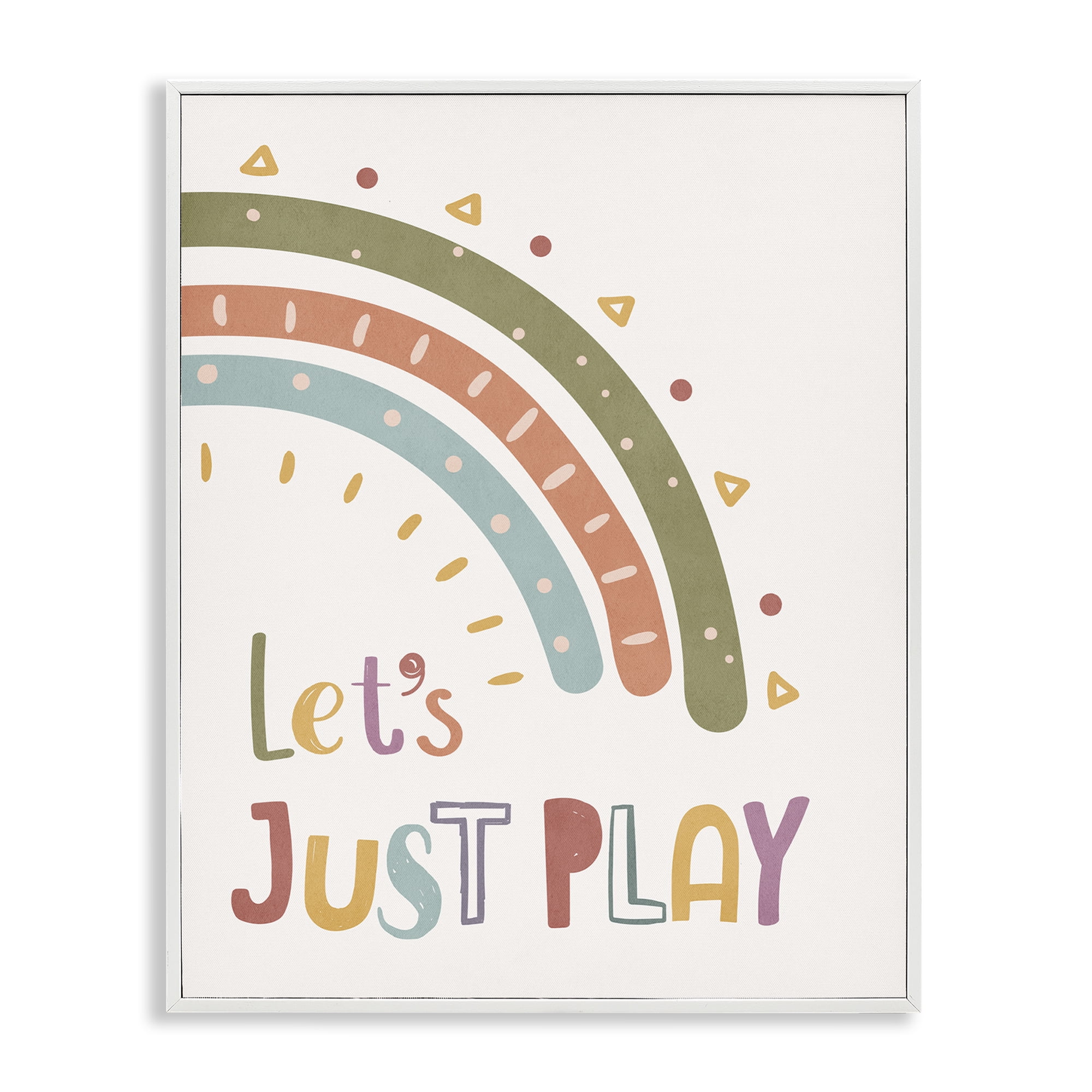 Stupell Industries Let's Just Play Rainbow Text & Numbers Painting White Framed Art Print Wall Art, 16 x 20