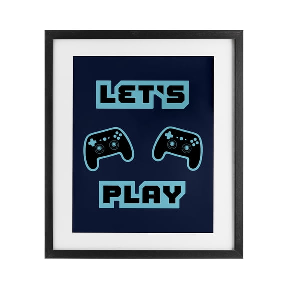 Stupell Industries Let's Play Blue Retro Gamer Black Framed Print Under Glass, design by Marcus Prime
