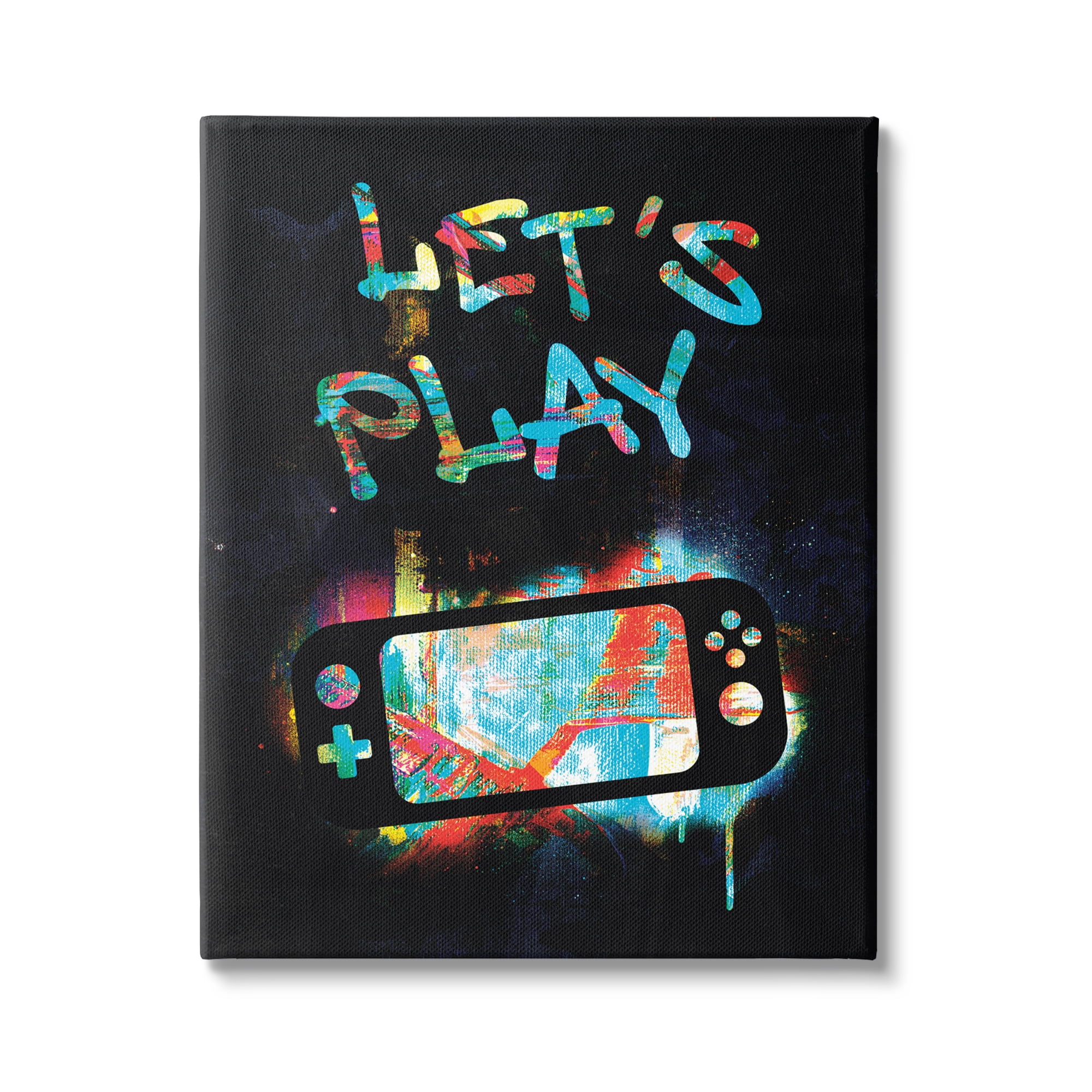 Stupell Industries Let's Play Video Games Neon Street Style Graphic Art Gallery Wrapped Canvas Print Wall Art, Design by Victoria Barnes