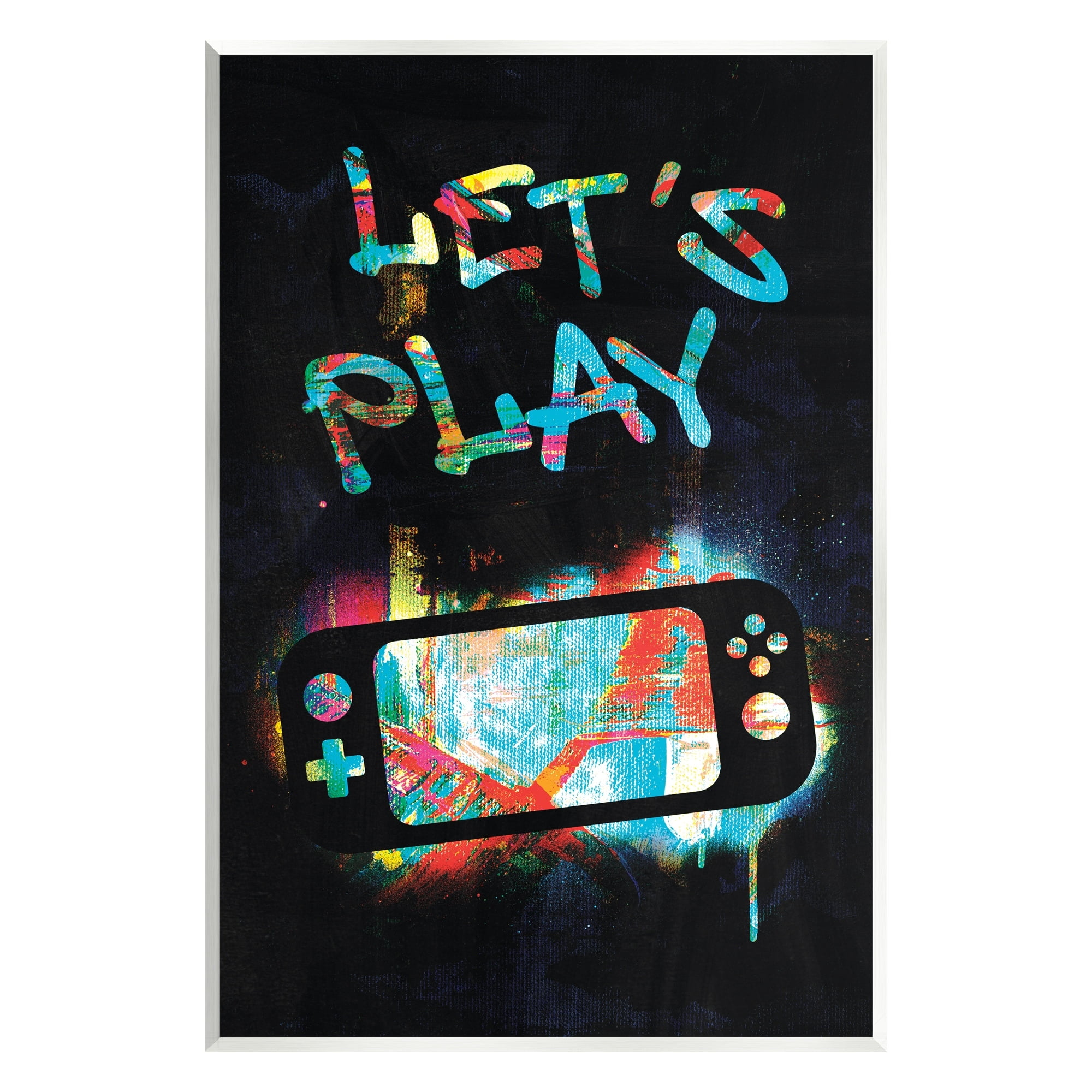 Stupell Industries Let's Play Video Games Neon Street Style Graphic Art Unframed Art Print Wall Art, Design by Victoria Barnes