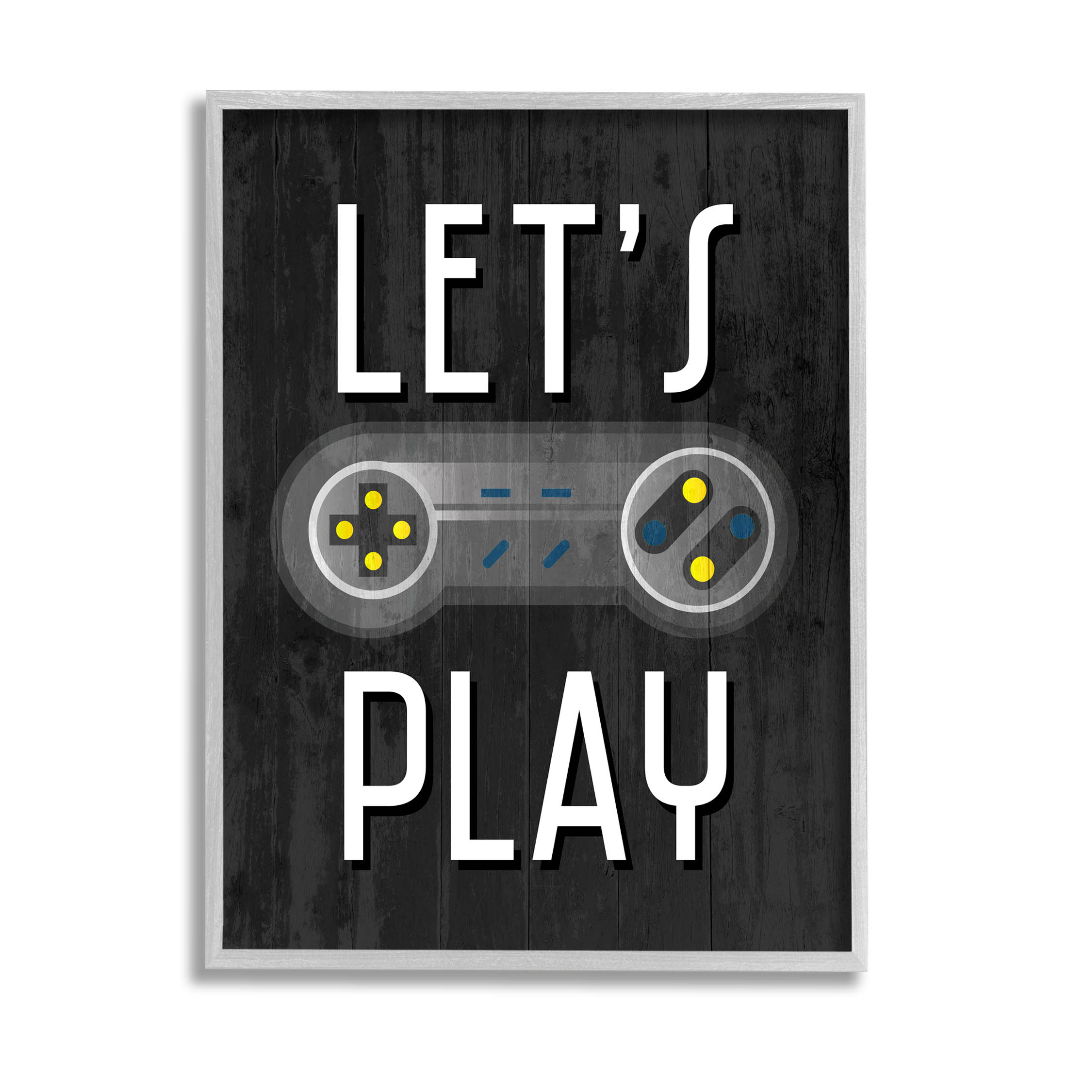 Stupell Industries Let's Play Vintage Controller Graphic Art Gray Framed Art Print Wall Art, Design by Kim Allen