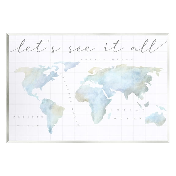 Stupell Industries Let's See It All World Map Typography Painting Unframed Art Print Wall Art