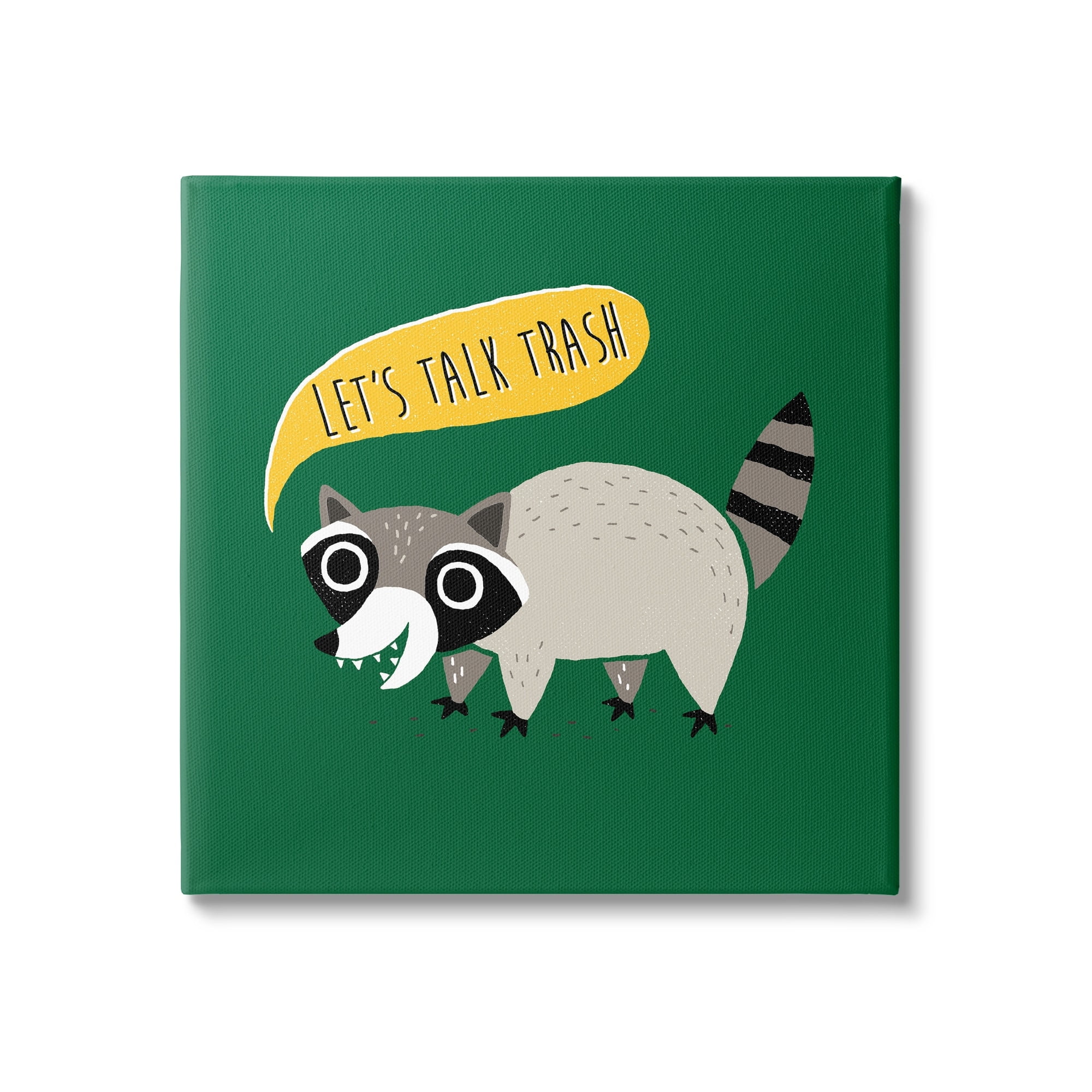 Stupell Industries Let's Talk Trash Phrase Witty Raccoon Saying Canvas Wall Art, 36 x 36, Design by Michael Buxton