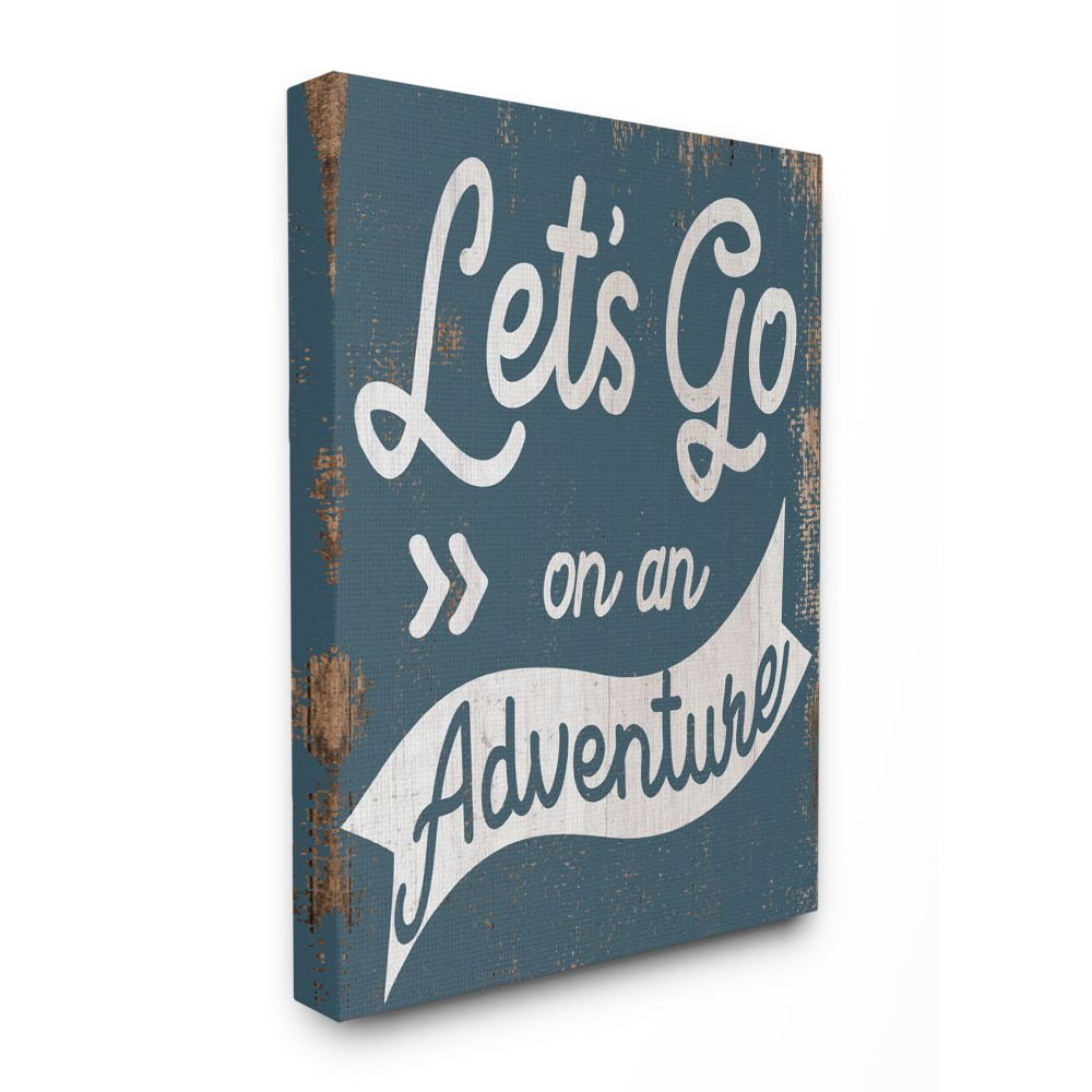 Let's Go on an Adventure Blue and White Canvas Wall Art
