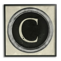 Stupell Industries Letter C Initial Typewriter Shape Vintage Key, 24 x 24, Design by Daphne Polselli