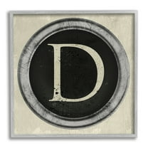 Stupell Industries Letter D Initial Vintage Typewriter Key Shape Typography Painting Gray Framed Art Print Wall Art, 12 x 12