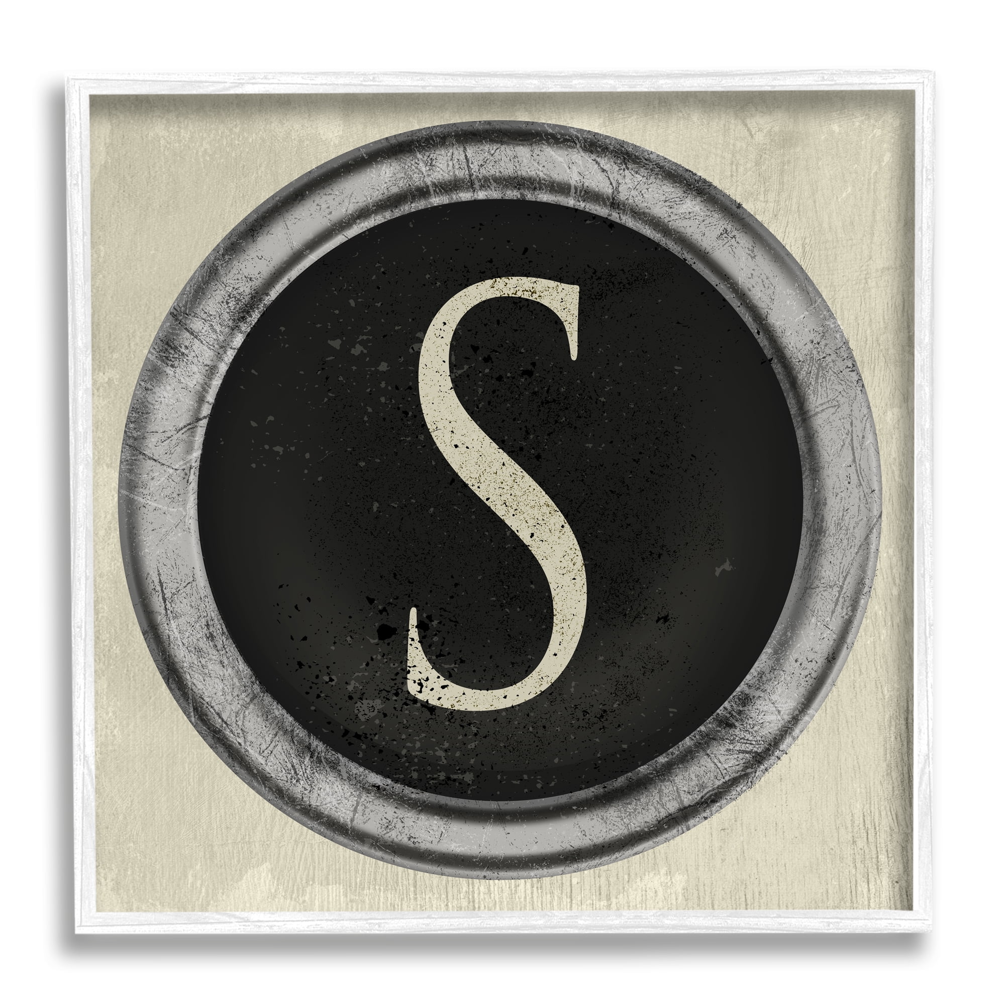 Stupell Industries Letter S Initial Vintage Typewriter Key Shape, 24 x 24, Design by Daphne Polselli
