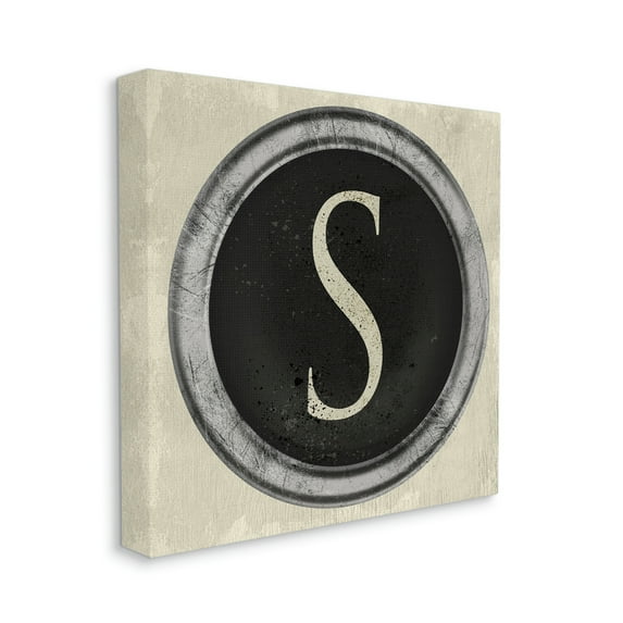 Stupell Industries Letter S Initial Vintage Typewriter Key Shape Graphic Art Gallery-Wrapped Canvas Print Wall Art, 36x36, by Daphne Polselli
