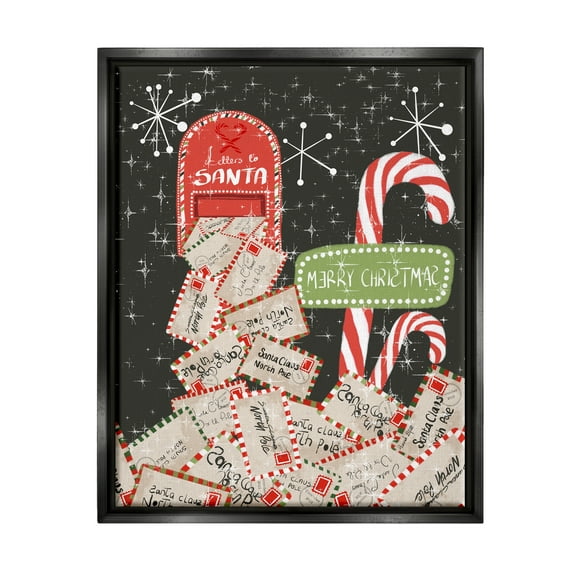 Stupell Industries Letters For Santa Mail Holiday Painting Black Floater Framed Art Print Wall Art, 17 x 21