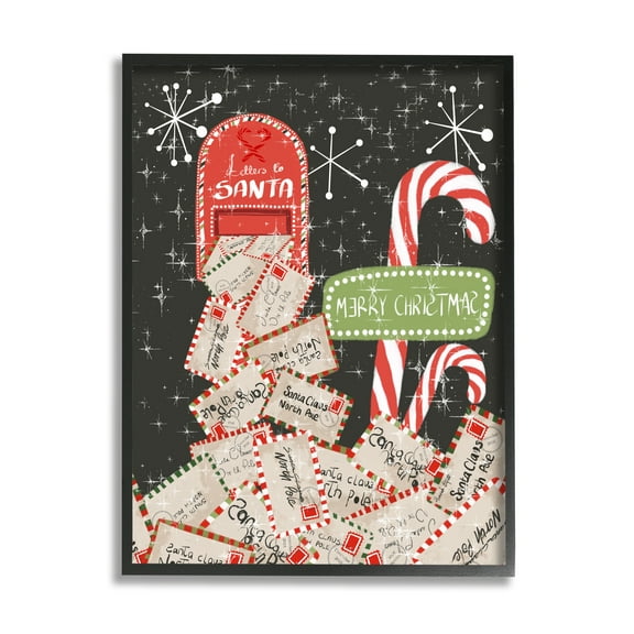 Stupell Industries Letters For Santa Mail Holiday Painting Black Framed Art Print Wall Art, 11 x 14