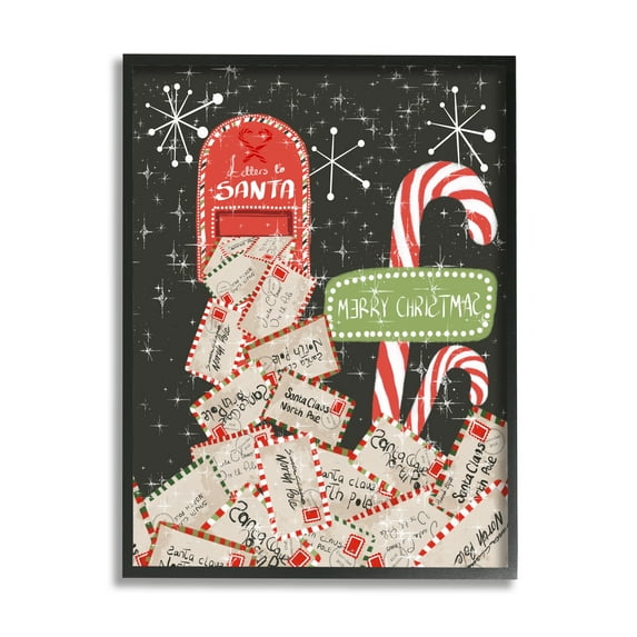 Stupell Industries Letters For Santa Mail Holiday Painting Black Framed Art Print Wall Art, 16 x 20