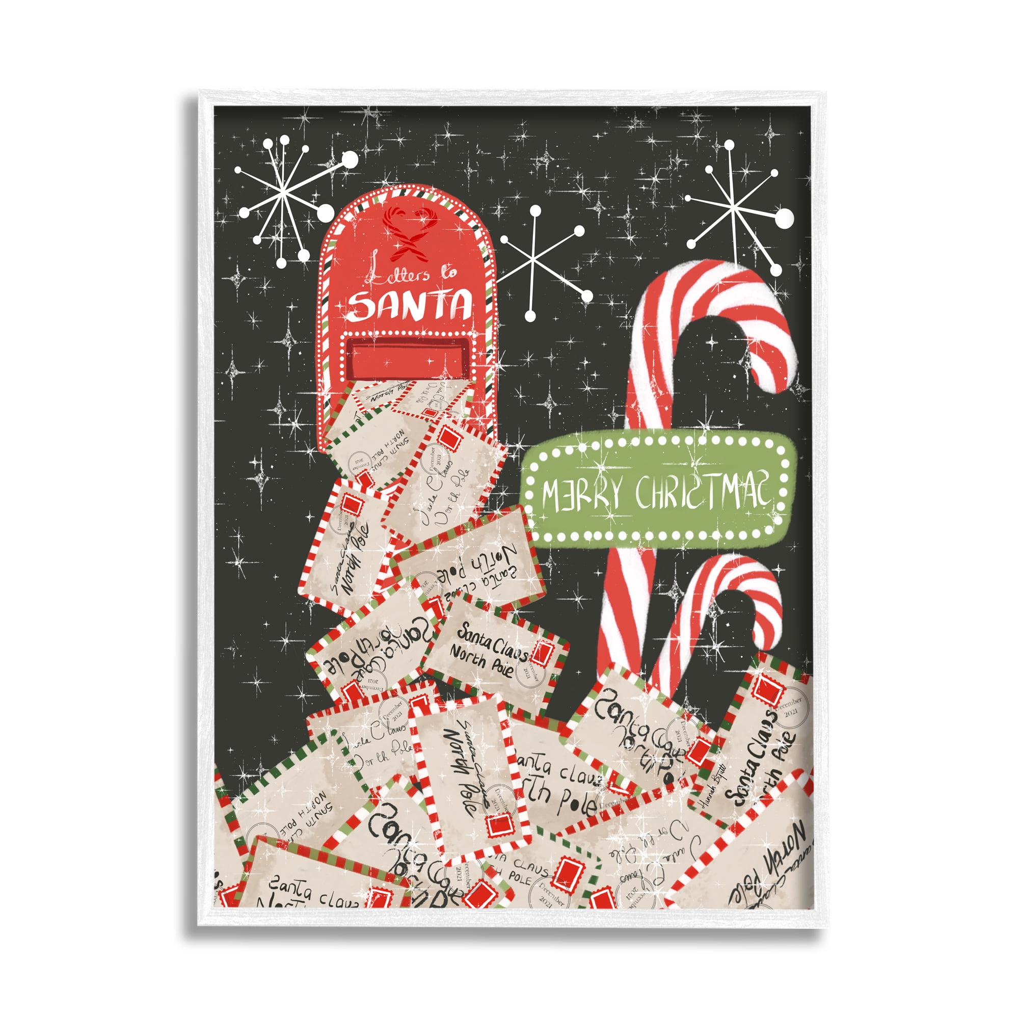 Stupell Industries Letters For Santa Mail Holiday Painting White Framed Art Print Wall Art, 16 x 20