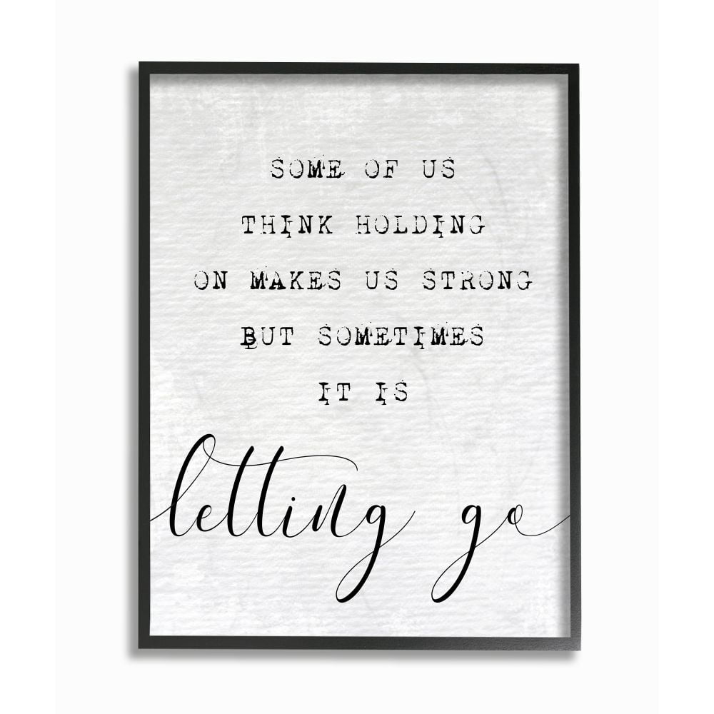 Stupell Industries Letting Go Family Home Inspirational Word Textured Paper Design Framed Giclee Texturized Art by Daphne Polselli