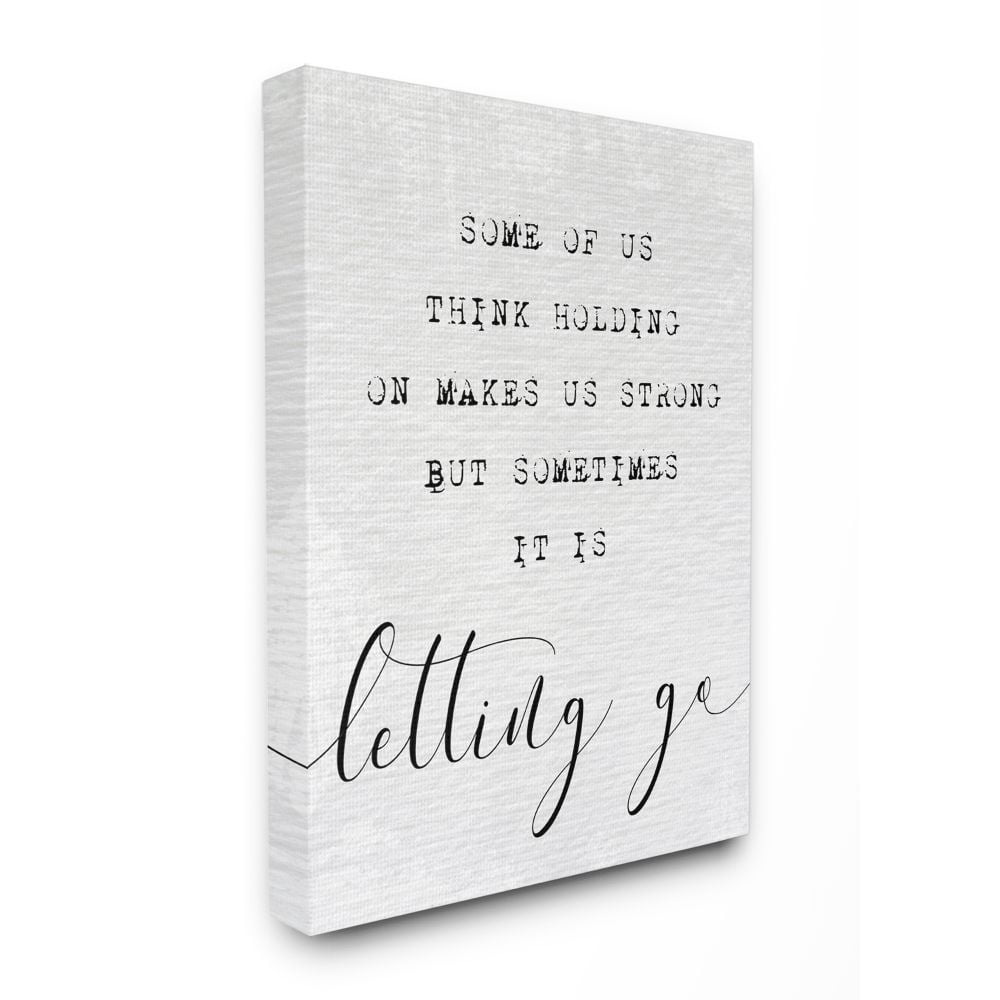 Stupell Industries Letting Go Family Home Inspirational Word Textured Paper Design Super Canvas Wall Art by Daphne Polselli