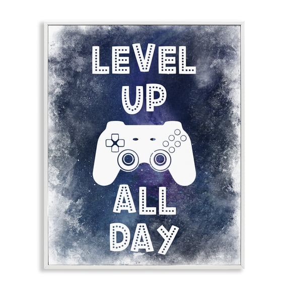 Stupell Industries Level Up All Day Splash White Framed Giclee Art, design by Marcus Prime