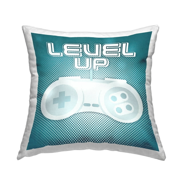 Stupell Industries Level Up Game Controller Printed Throw Pillow Design by Yass Naffas Designs
