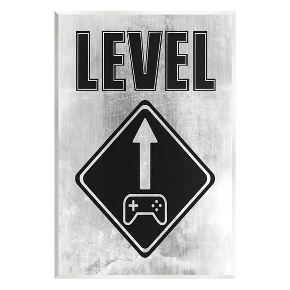 Stupell Industries Level Up Gaming Symbol Sign Graphic Art Unframed Art Print Wall Art, Design by Marcus Prime