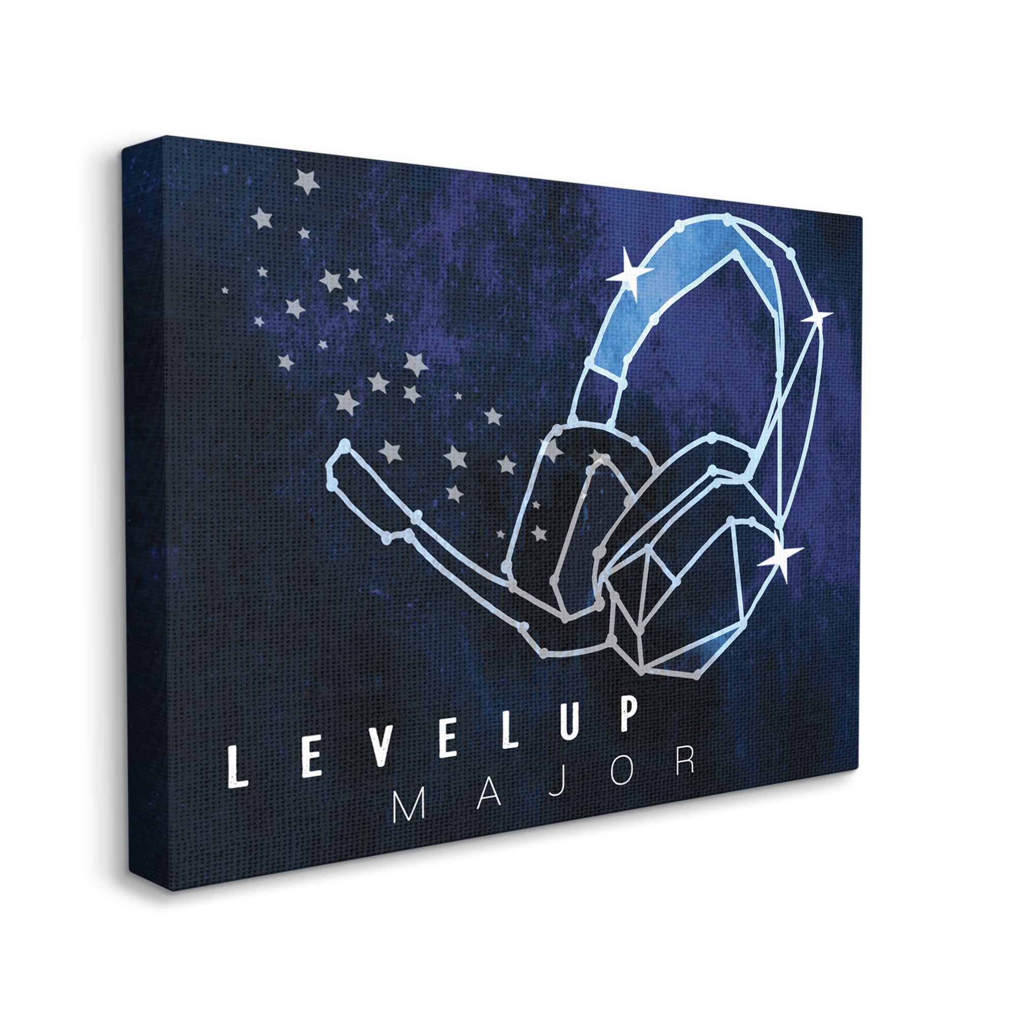 Stupell Industries Level Up Major Gaming Quote Space Stars Headset,16 x 20,Designed by Daphne Polselli