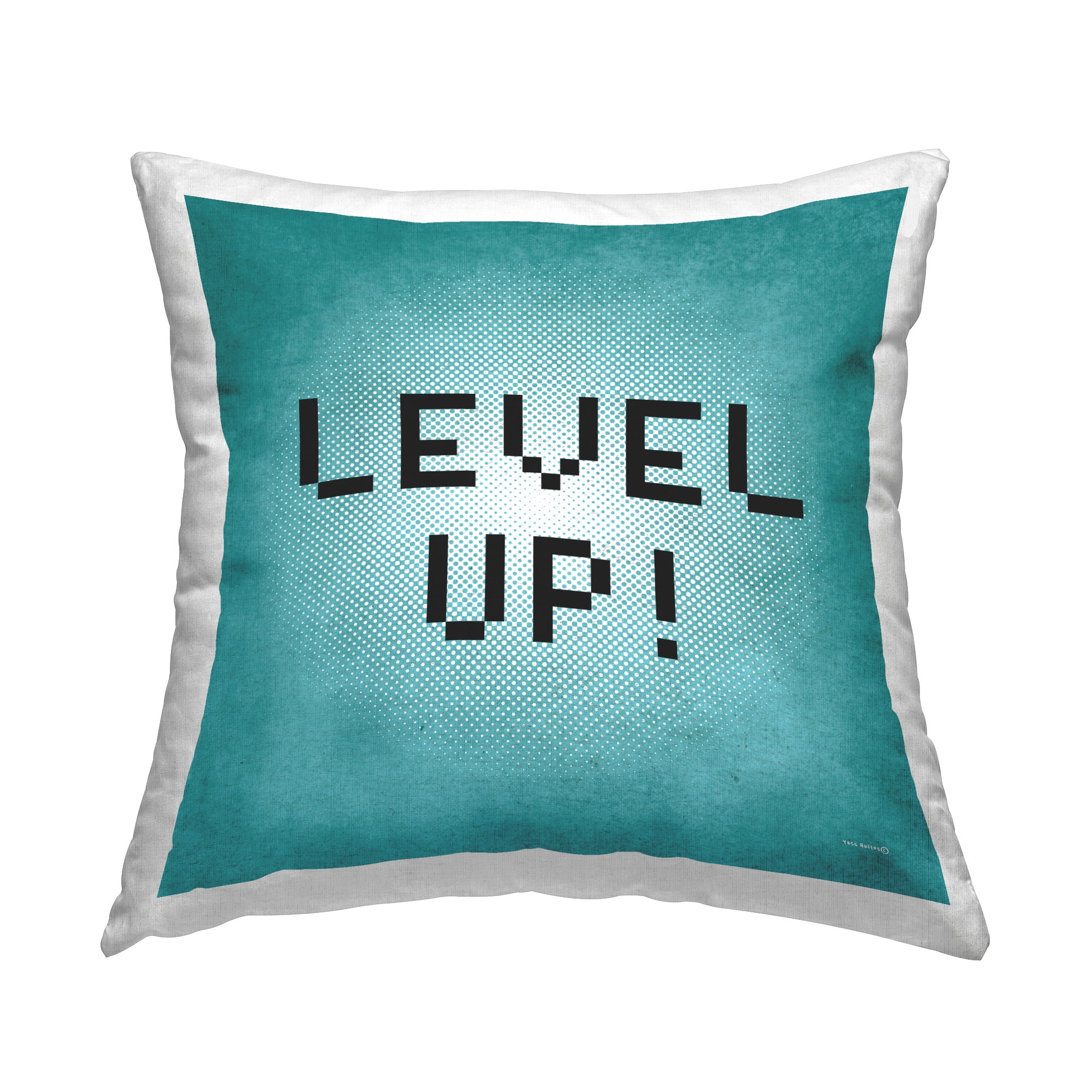 Stupell Industries Level Up Pixel Phrase Decorative Printed Throw Pillow Design by Yass Naffas Designs