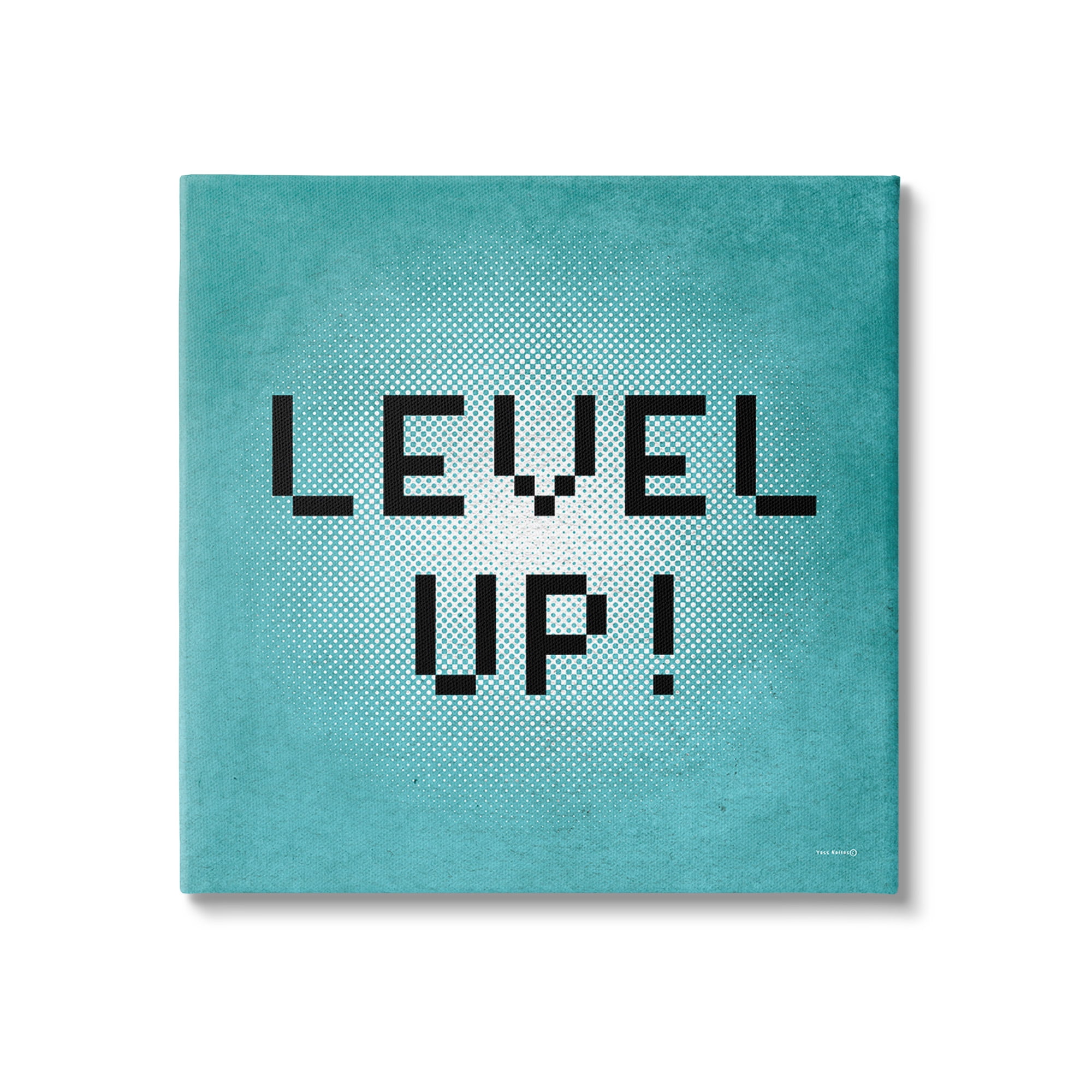 Stupell Industries Level Up Vintage Pixels Typography Painting Gallery Wrapped Canvas Art Print Wall Art, 30 x 30