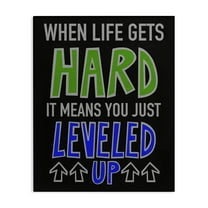 Stupell Industries Leveled Up in Life Typography Painting Gallery Wrapped Canvas Art Print Wall Art, 16 x 20