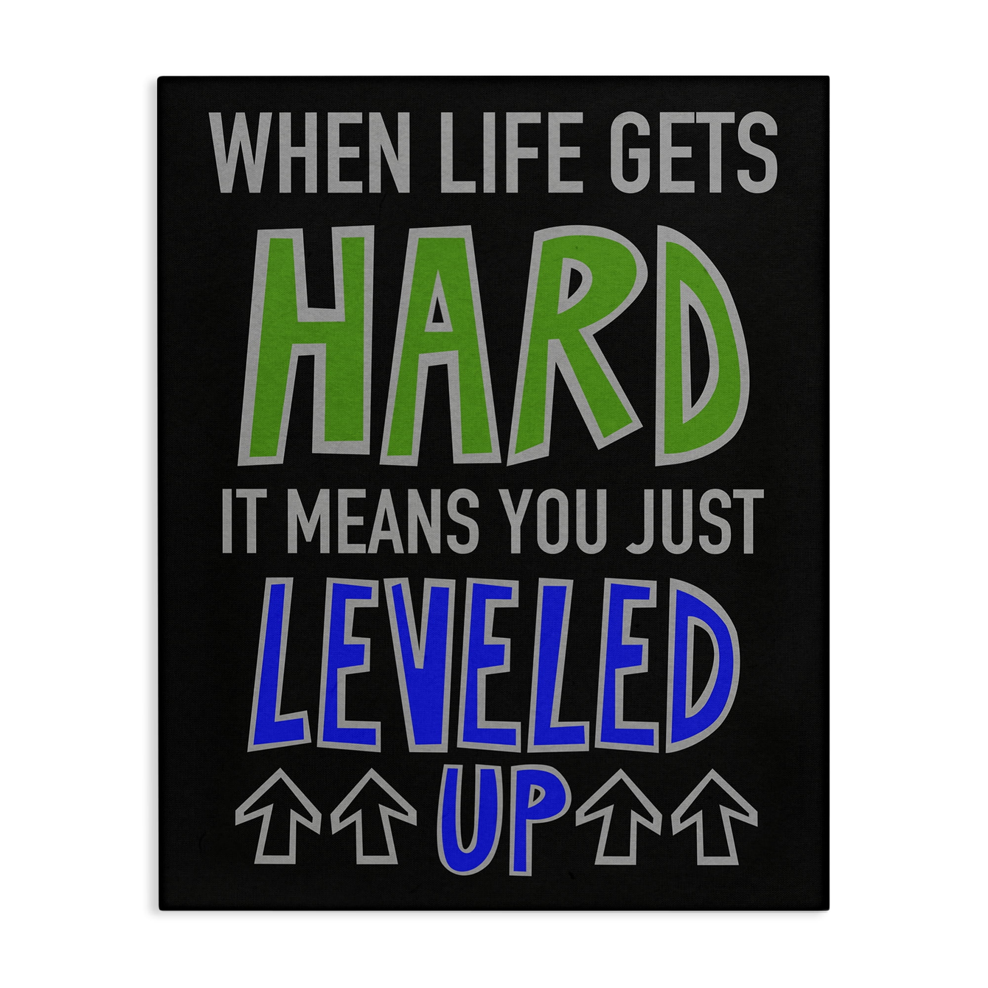Stupell Industries Leveled Up in Life Typography Painting Gallery Wrapped Canvas Art Print Wall Art, 24 x 30