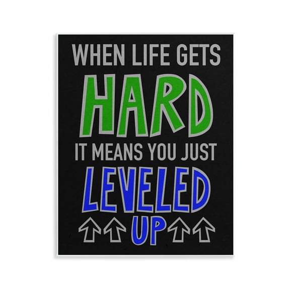 Stupell Industries Leveled Up in Life Typography Painting Unframed Art Print Wall Art, 11 x 14