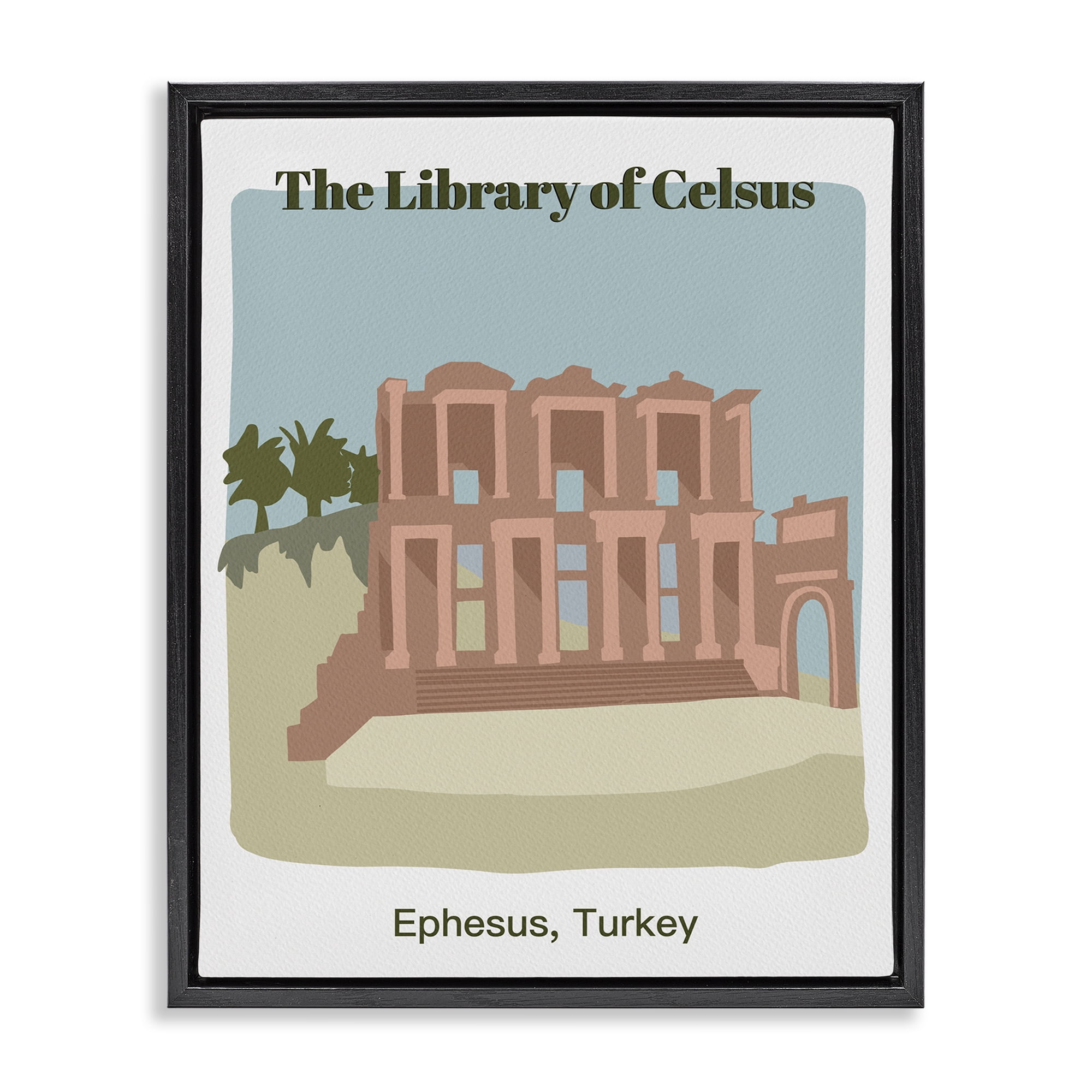 Stupell Industries Library Of Celcus Architecture Town & City Painting Black Floater Framed Art Print Wall Art, 17 x 21