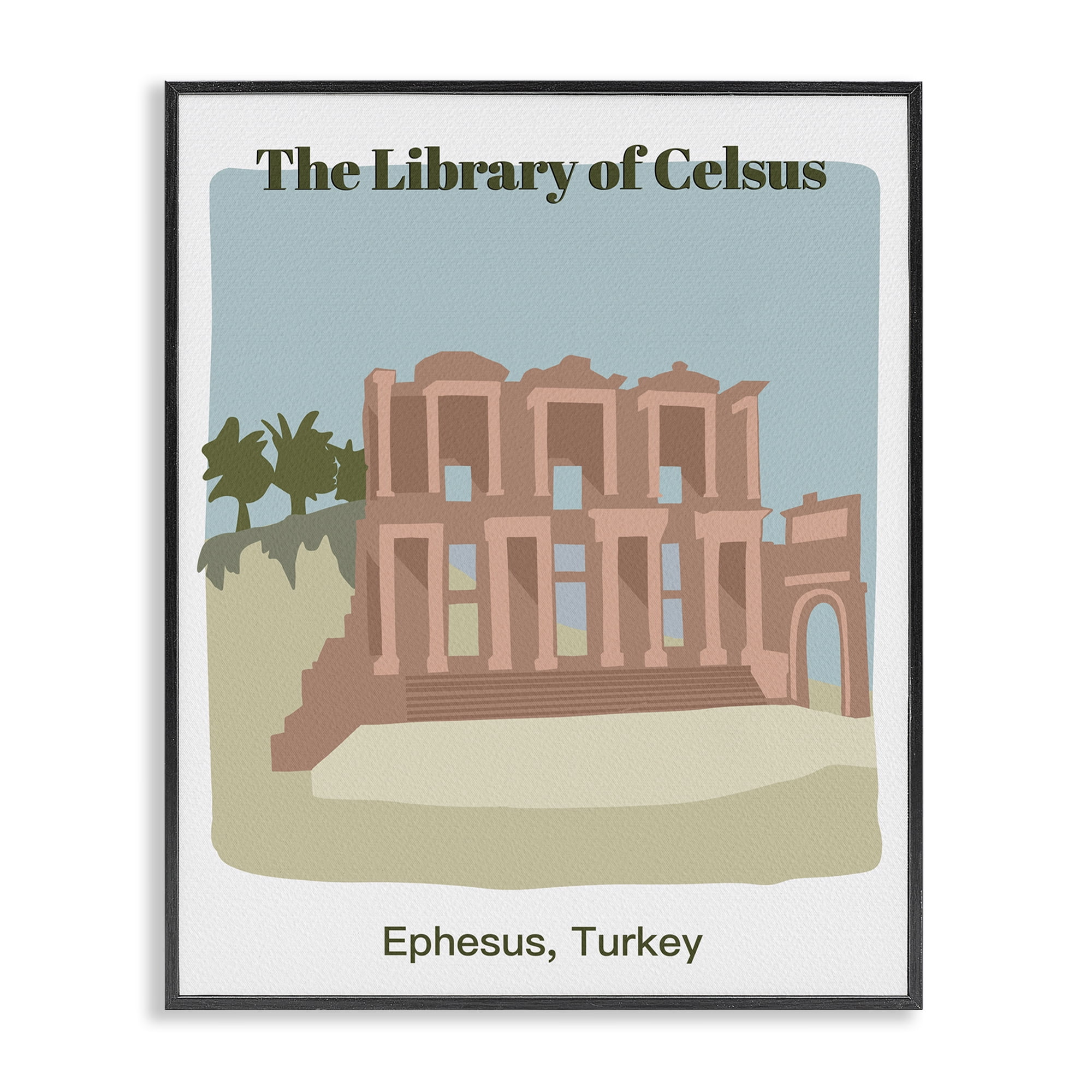 Stupell Industries Library Of Celcus Architecture Town & City Painting Black Framed Art Print Wall Art, 24 x 30