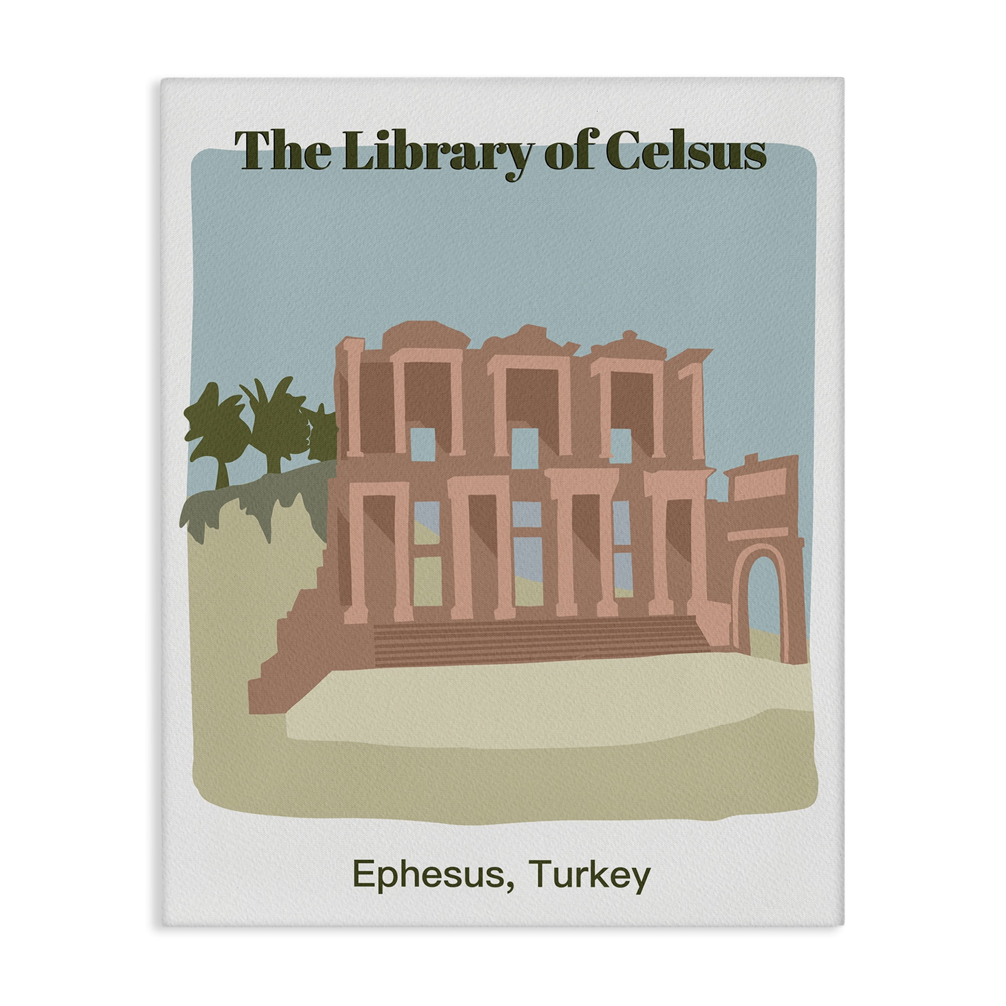 Stupell Industries Library Of Celcus Architecture Town & City Painting Gallery Wrapped Canvas Art Print Wall Art, 16 x 20