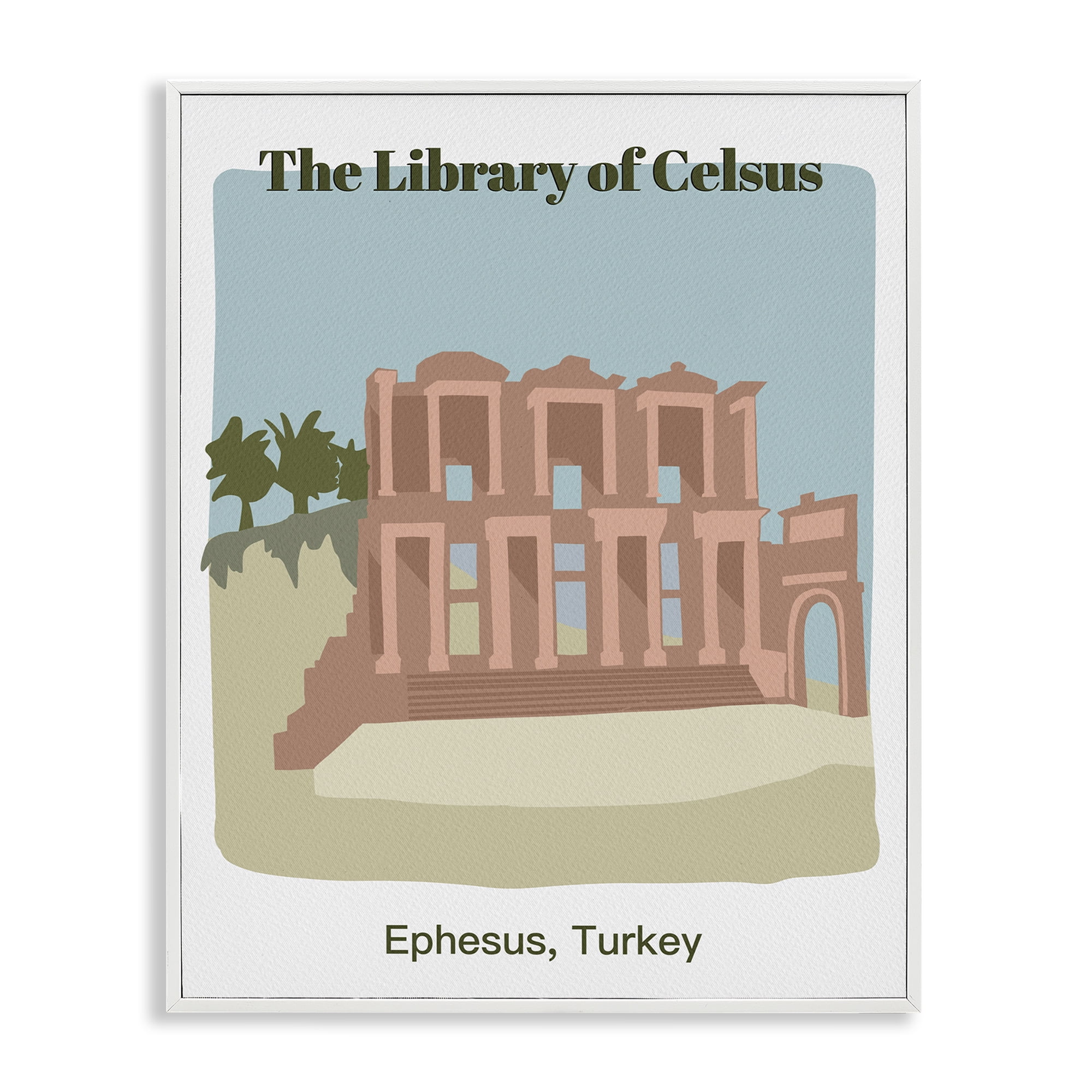 Stupell Industries Library Of Celcus Architecture Town & City Painting White Framed Art Print Wall Art, 16 x 20