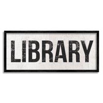 Stupell Industries Library Rustic Weathered Phrase Typography Painting Black Framed Art Print Wall Art
