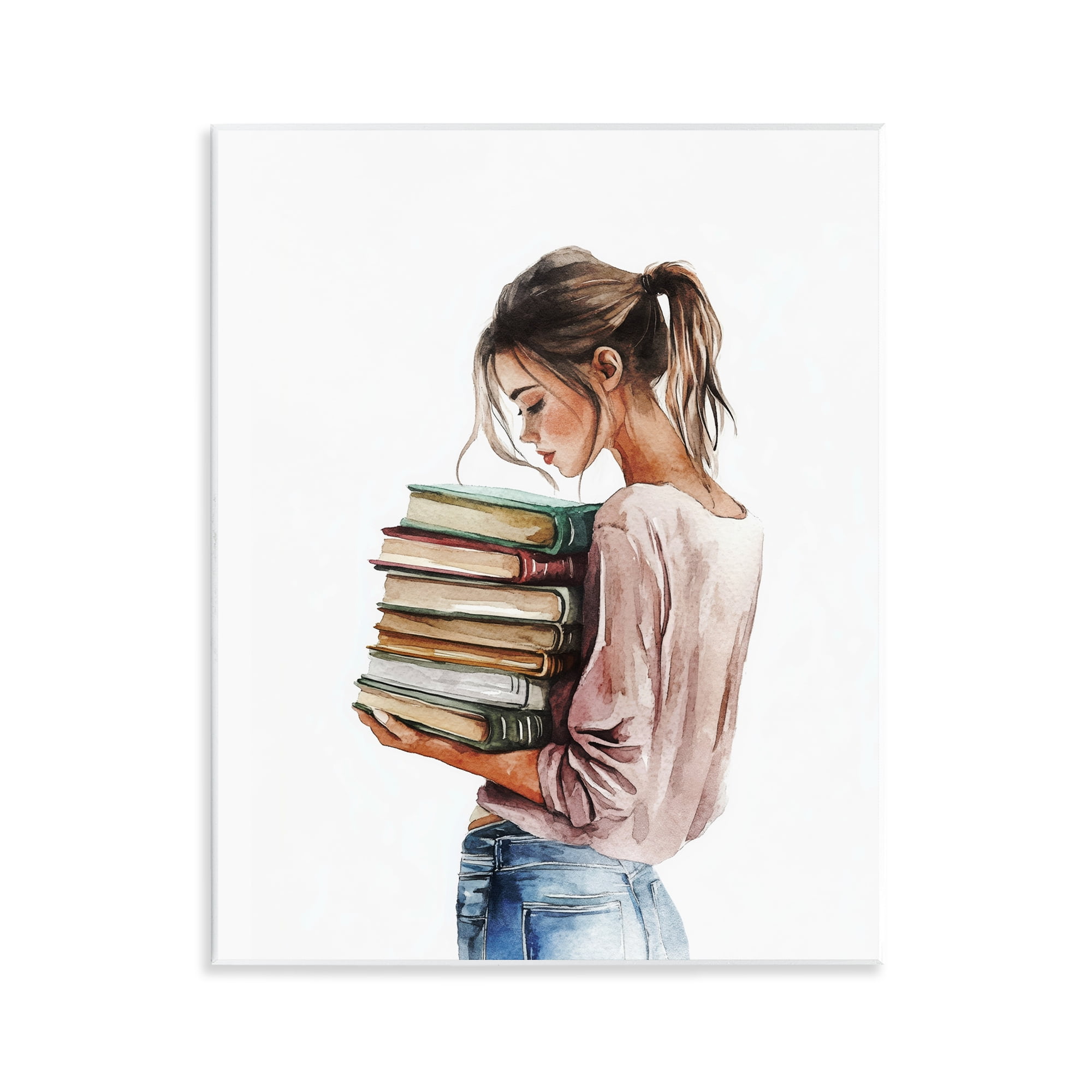 Stupell Industries Library Walk Girl Wall Plaque Art, design by Svetlana Aleynikova
