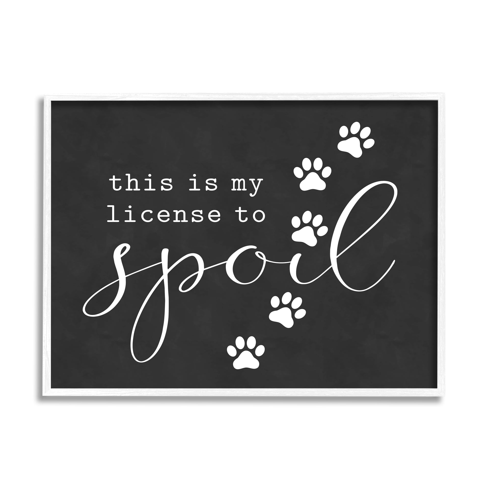Stupell Industries License To Spoil Walking Paw Prints Animal Pet Graphic Art White Framed Art Print Wall Art, Design by Lettered and Lined