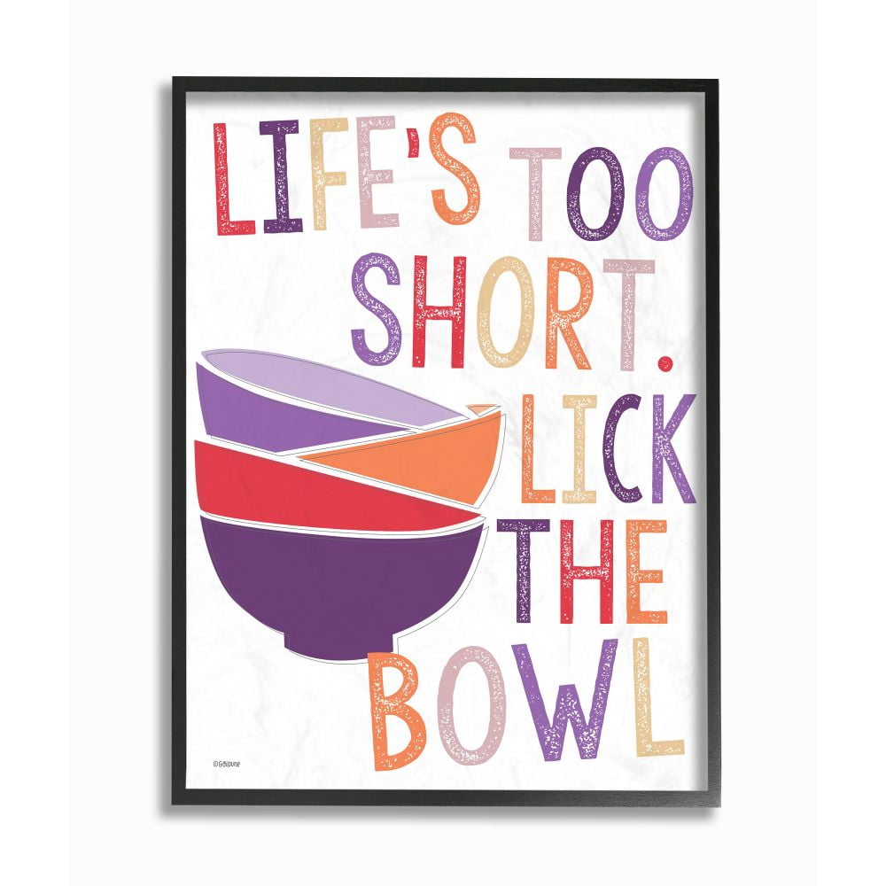 Stupell Industries Lick The Bowl Funny Word Colorful Kitchen Dining Room Word Design Framed Giclee Texturized Art by Gigi Louise