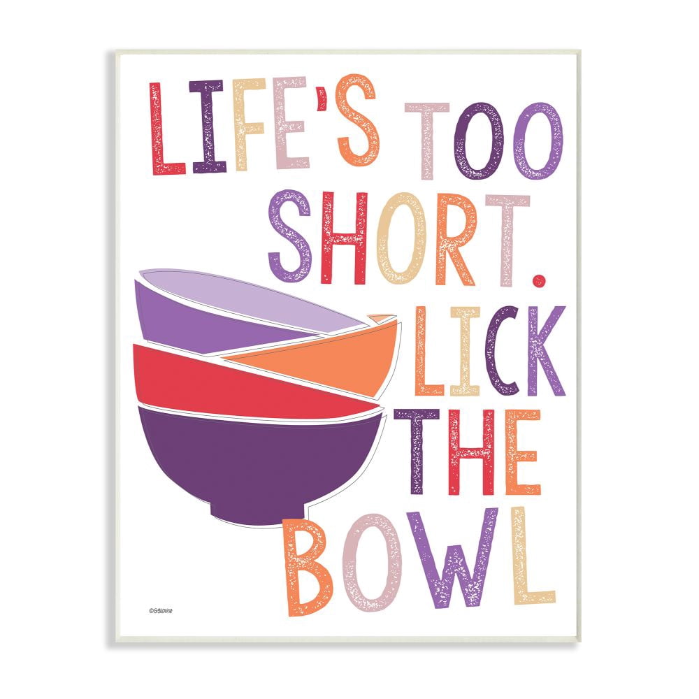 Stupell Industries Lick The Bowl Funny Word Colorful Kitchen Dining Room Word Design Wall Plaque Art by Gigi Louise