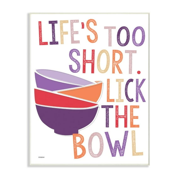 Stupell Industries Lick The Bowl Funny Word Colorful Kitchen Dining Room Word Design Wall Plaque Art by Gigi Louise