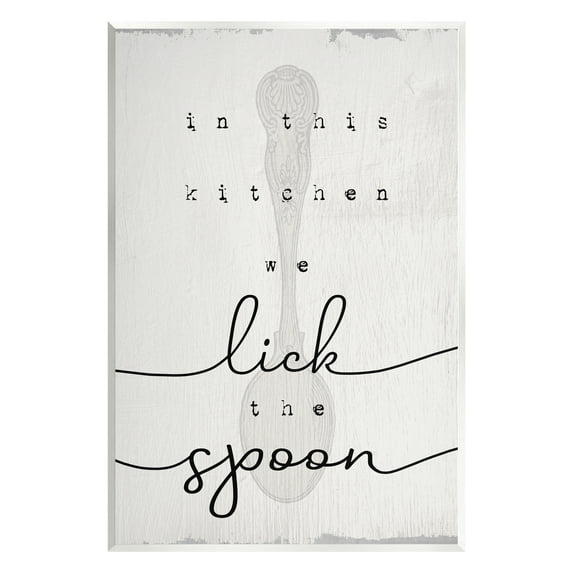 Stupell Industries Lick The Spoon Fun Baking Calligraphy Vintage Text Graphic Art Unframed Art Print Wall Art, Design by Daphne Polselli
