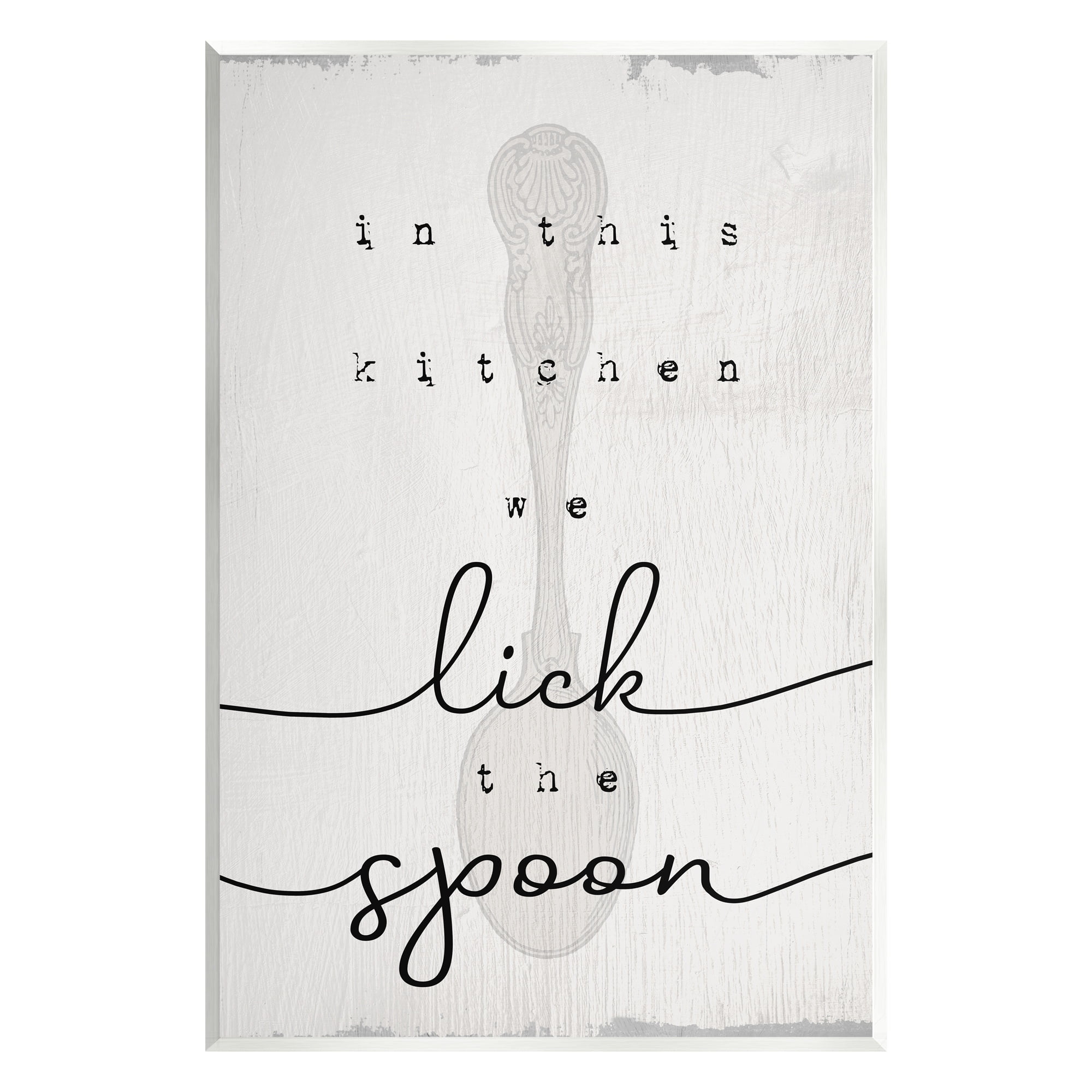 Stupell Industries Lick The Spoon Fun Baking Calligraphy Vintage Text Graphic Art Unframed Art Print Wall Art, Design by Daphne Polselli